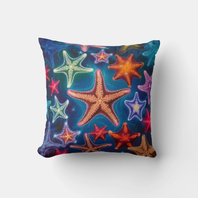 Cute funny colourful little Starfish in the sea  Cushion (Front)