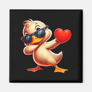 Cute Funny Cool Duck Dabbing Heart Valentines Day Magnet
