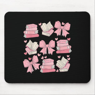 Cute Funny Coquette Bow Coffee And Books Nerds Val Mouse Mat