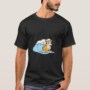 Cute Funny Corgi Dog Surfing Riding Waves Animal L T-Shirt