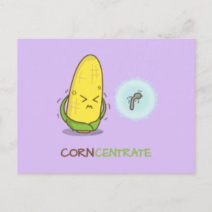 Cute Funny Corn Concentrate Pun Humour Postcard