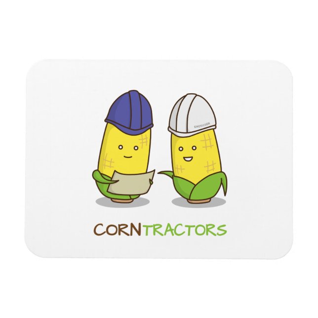 Cute Funny Corn Contractors Punny Humour Magnet (Horizontal)