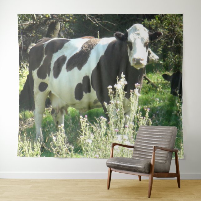 Cute Funny Cow Midwest Farming Wall Tapestry (In Situ (Horizontal))