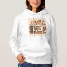 Cute Funny Cozy Barista Cat Hoodie T-shirt