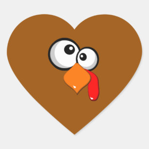 Cute Funny Crazy-Eyed Turkey Heart Sticker