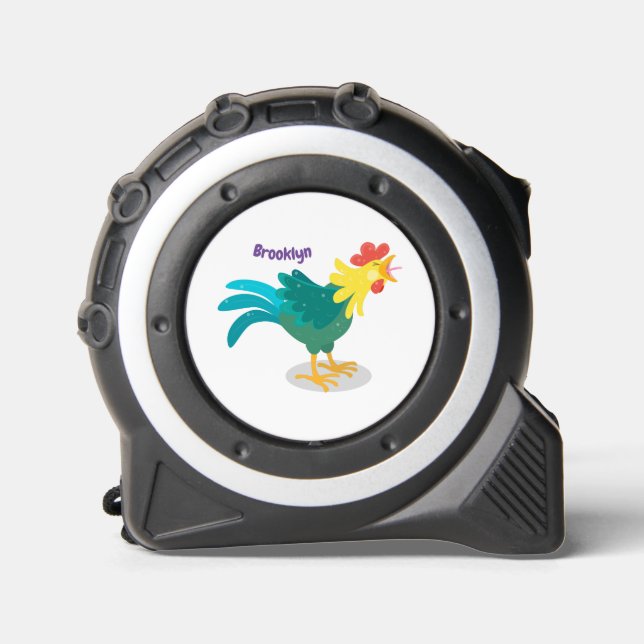 Cute funny crowing rooster cartoon illustration 1 (Front)