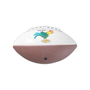 Cute funny crowing rooster cartoon illustration american football