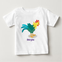 Cute funny crowing rooster cartoon illustration