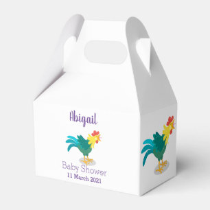 Cute funny crowing rooster cartoon illustration favour box