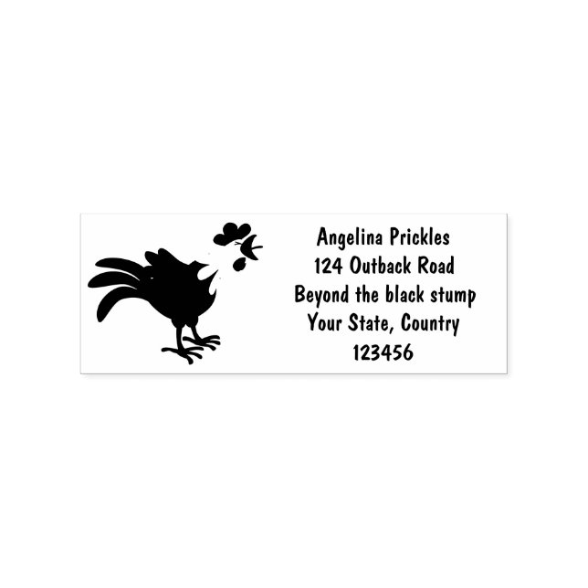 Cute funny crowing rooster cartoon illustration rubber stamp (Imprint)