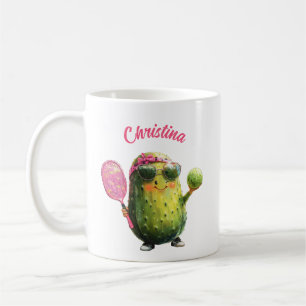 Cute Funny Cucumber Pickle with Sunglasses and Bow Coffee Mug