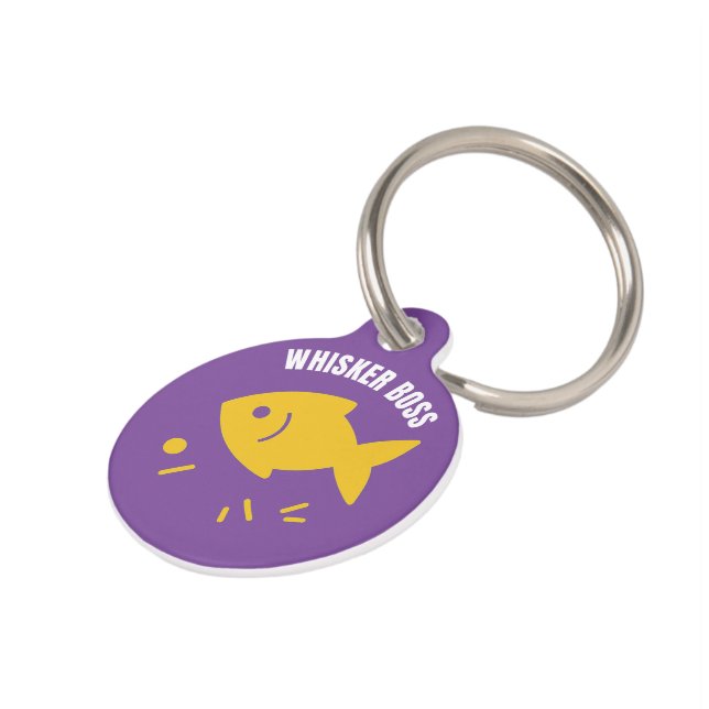 Cute Funny Custom Cat ID Tag – “Whisker Boss” (Side)