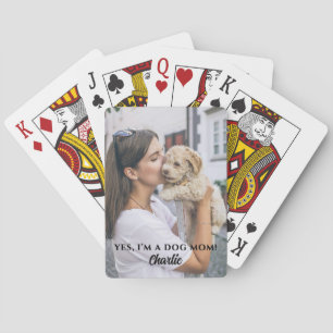 Cute Funny Custom Dog Mum One Photo.Name Pet Lover Playing Cards