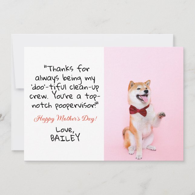 Cute Funny | Custom Pet Photo Dog Mothers Day Card (Front)