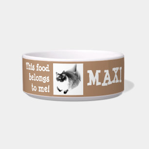 Cute Funny Custom Pet Photo & Pet Name Bowl