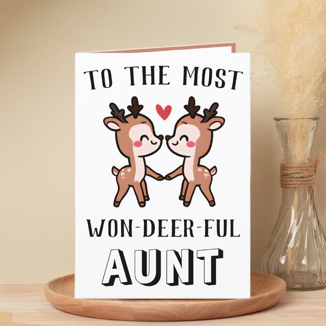 Cute Funny Deer Buck Wonderful Aunt Birthday Thank You Card (cute deer birthday card for aunt)