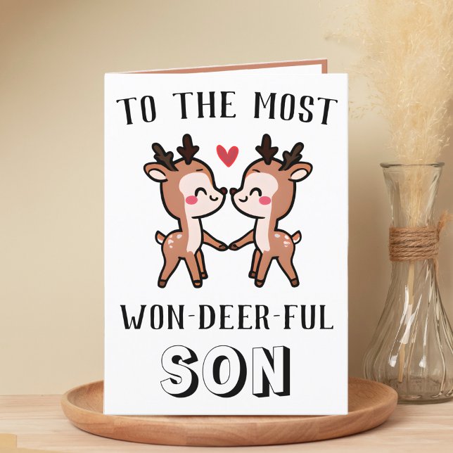 Cute Funny Deer Buck Wonderful Son Birthday Thank You Card (cute deer birthday card for son)