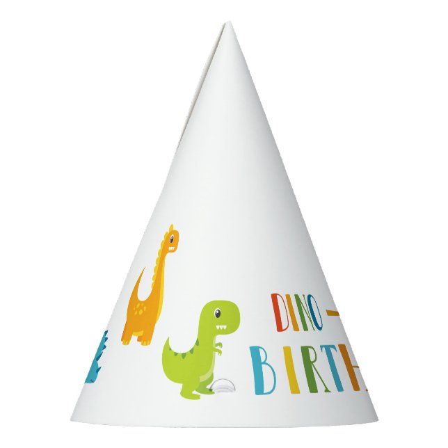 Cute funny dinosaur birthday party party hat (Left)