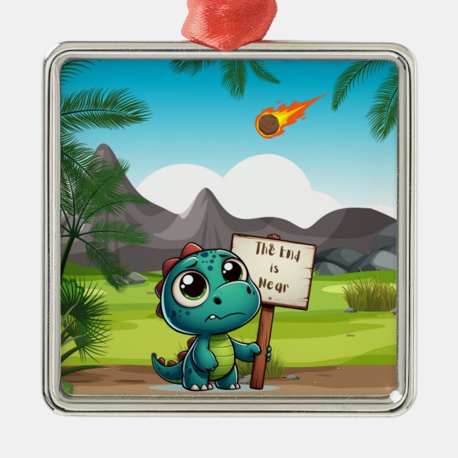 cute, funny dinosaur metal tree decoration (Front)