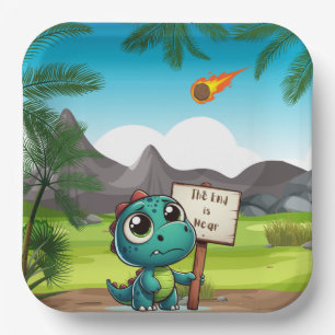 cute, funny dinosaur paper plate
