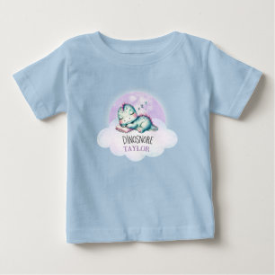 Cute Funny Dinosaur Personalised Name Kids Pyjamas Baby T-Shirt