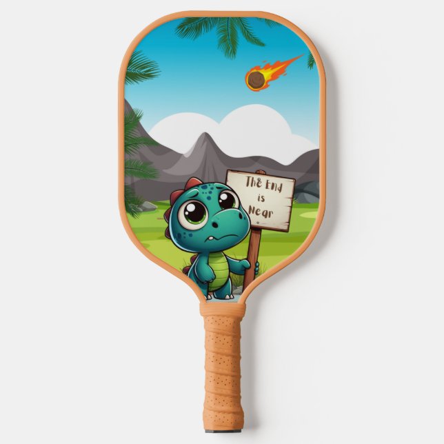 cute, funny dinosaur pickleball paddle (Front)