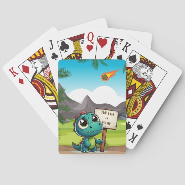 cute, funny dinosaur playing cards (Back)