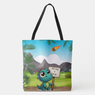 cute, funny dinosaur tote bag