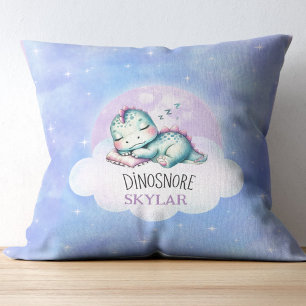 Cute Funny 'Dinosnore' Personalised Name Kids Cushion