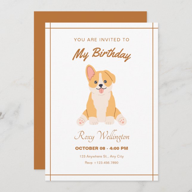 Cute funny dog birthday invitation (Front/Back)