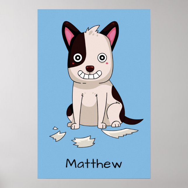 Cute  & Funny Dog custom name & colour poster (Front)