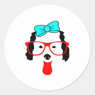 Cute Funny Dog Head Drawing Classic Round Sticker