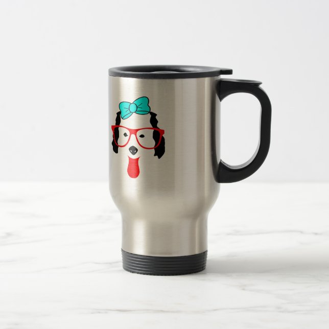 Cute Funny Dog Head Drawing Travel Mug (Right)