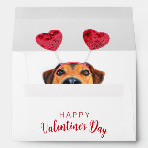 Cute Funny Dog Heart Headband Valentine's Day Envelope