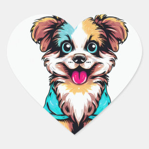 Cute funny dog heart sticker