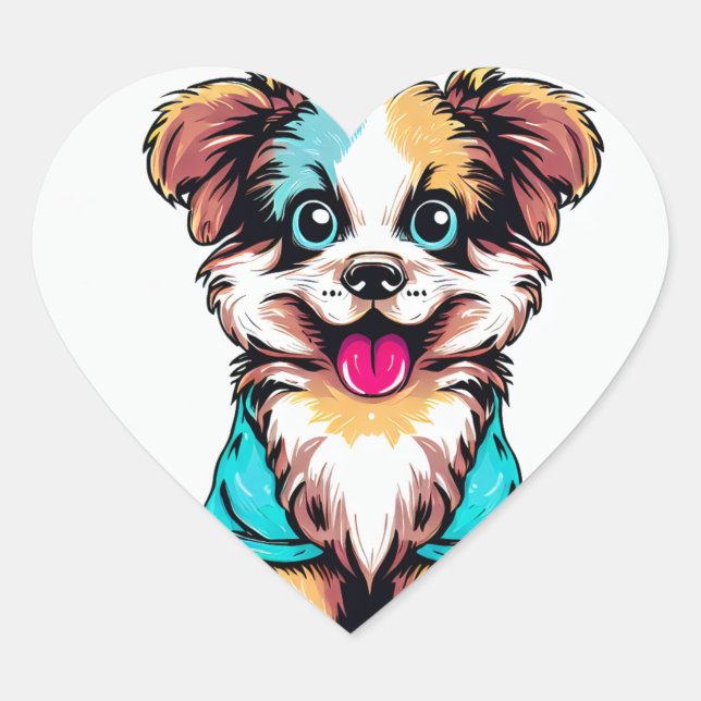Cute funny dog heart sticker (Front)