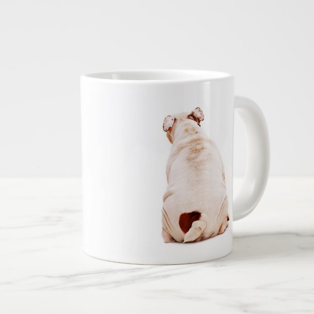 Cute funny dog white Bulldog Large Coffee Mug (Front Right)
