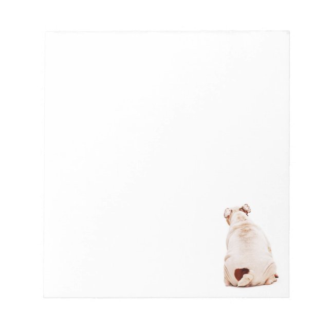 Cute funny dog white Bulldog Notepad (Front)