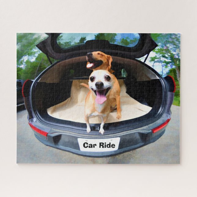 Cute Funny Dogs Going For Car Ride Jigsaw Puzzle (Horizontal)