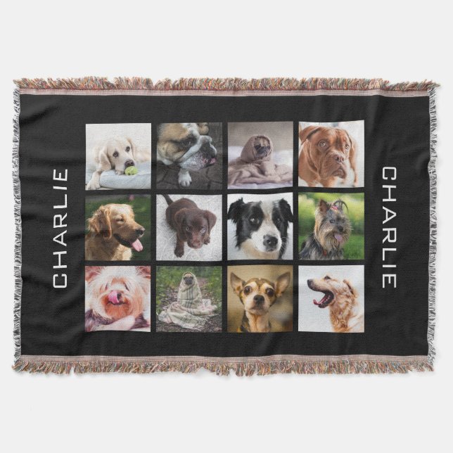 Cute & Funny Dogs Photo Collage throw blanket (Front)