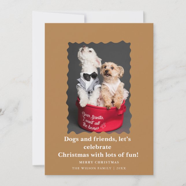 Cute Funny Dogs Saying Christmas Holiday Card  (Front)