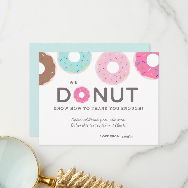 Cute Funny Doughnut Thank You Cards (Front/Back In Situ)