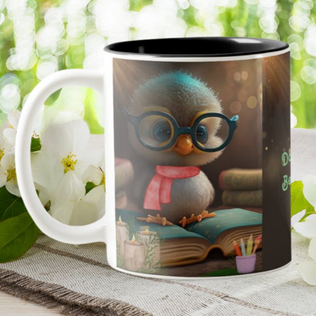 Cute Funny Duck Dont Worry Be Quacky personalised  Two-Tone Coffee Mug (Creator Uploaded)