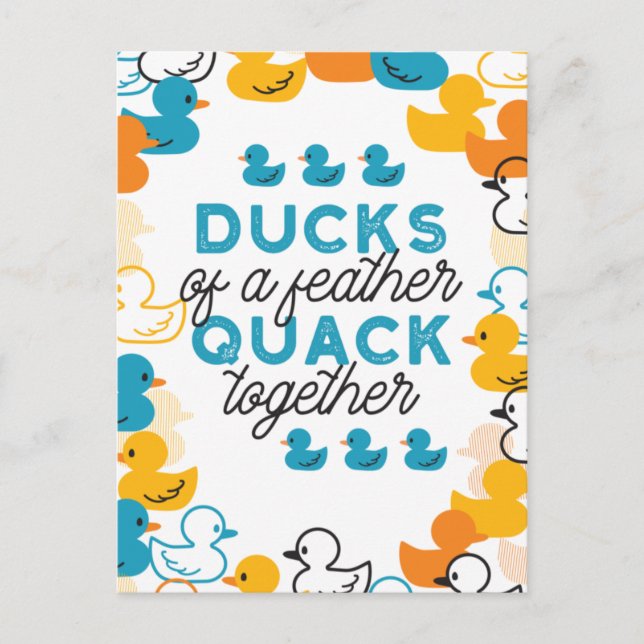 Cute Funny Ducks Puns Quote Postcard (Front)