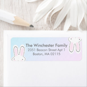 Cute funny Easter bunnies pastel colours address