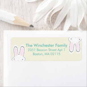 Cute funny Easter bunnies teal cream address