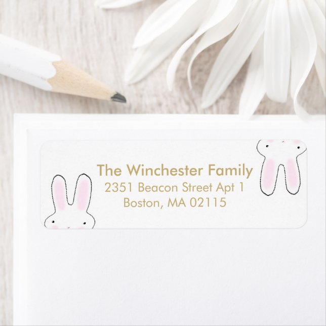 Cute funny Easter bunnies white gold address  (Insitu)