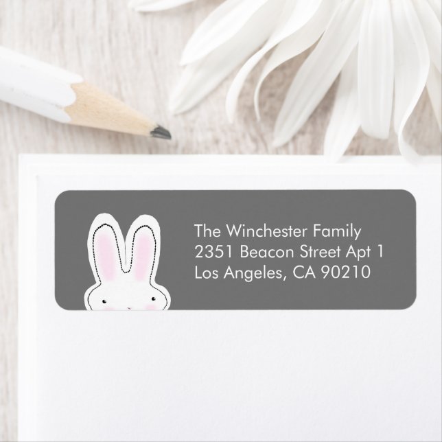 Cute funny Easter bunny charcoal grey address (Insitu)