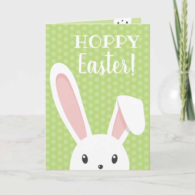 Cute funny Easter Bunny Green Spring Holiday Card (Front)