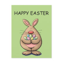 cute & funny easter bunny holding eggs cartoon